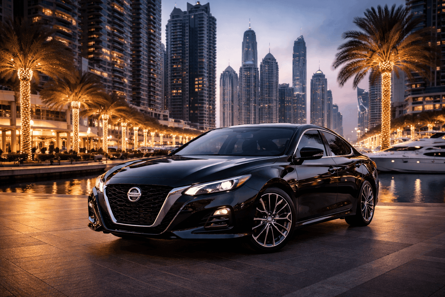 Nissan rental in Dubai background